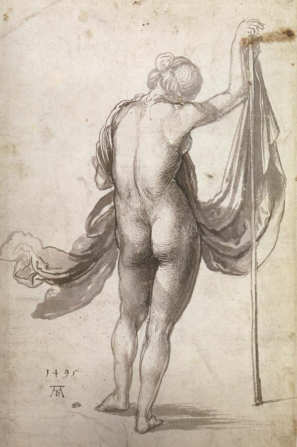 Nude With Staff seen from behind
